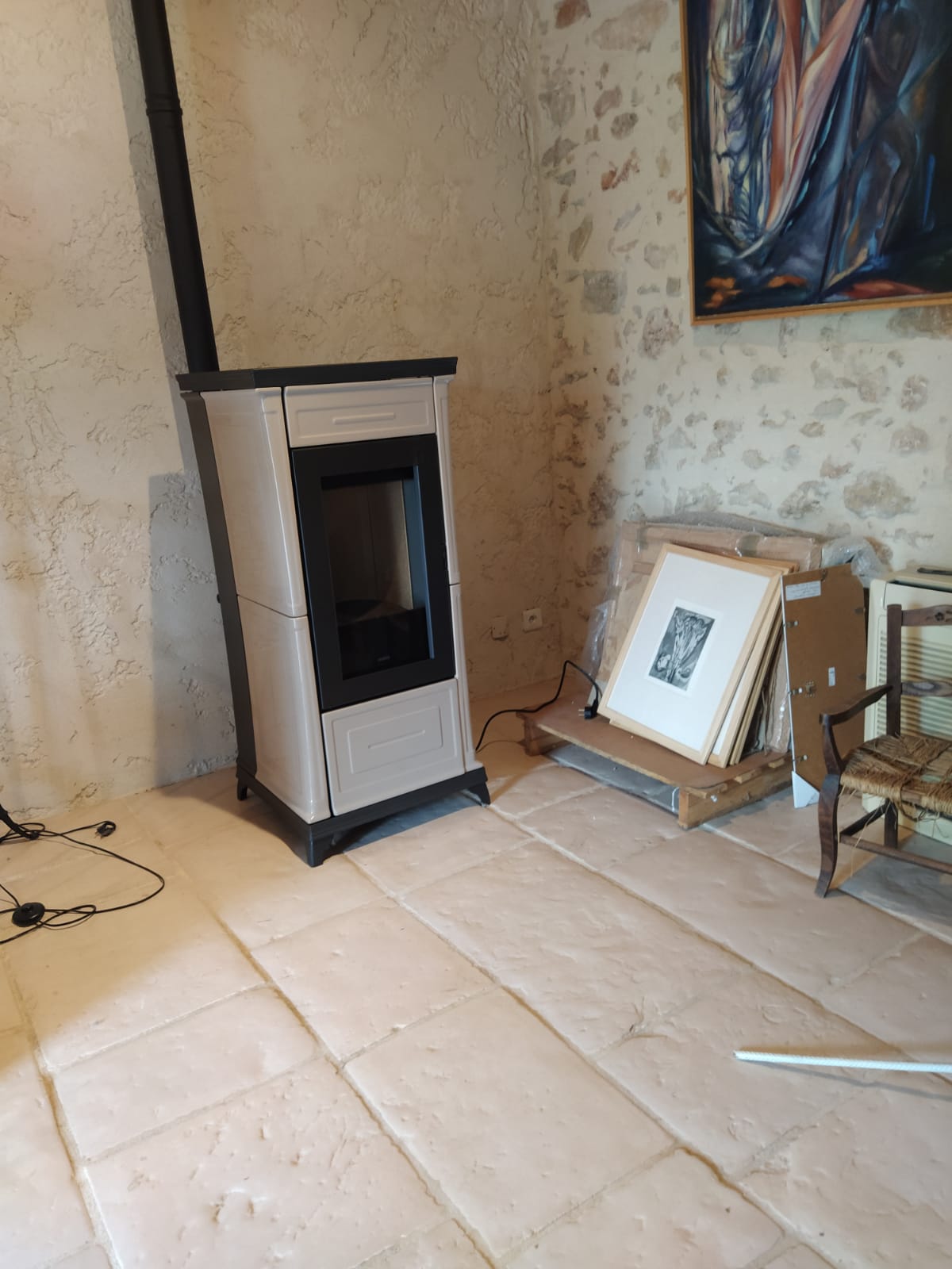 Installation d'un poêle à granulés